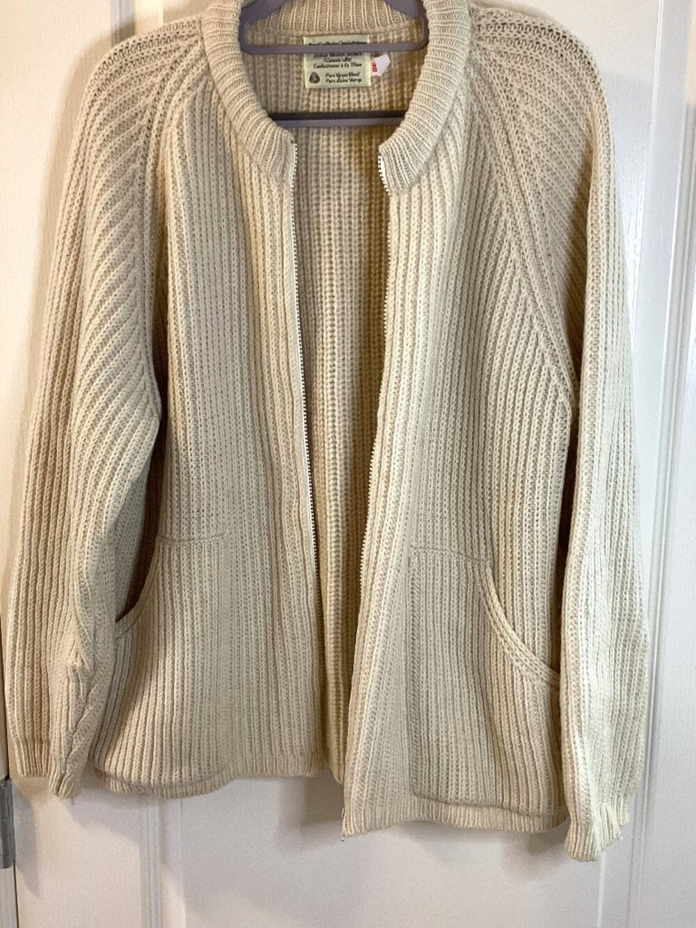 Vintage Charlottettown Pure Virgin Wool Cardigan Sweater Size 38 Crafting Crafts - Picture 4 of 11